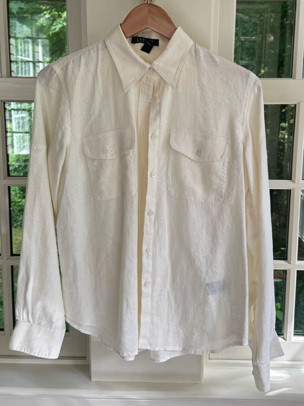 Ralph Lauren Off White Linen Long sleeve Blouse